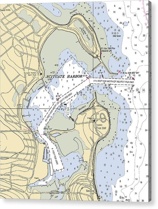 Scituate Harbor-Massachusetts Nautical Chart  Acrylic Print