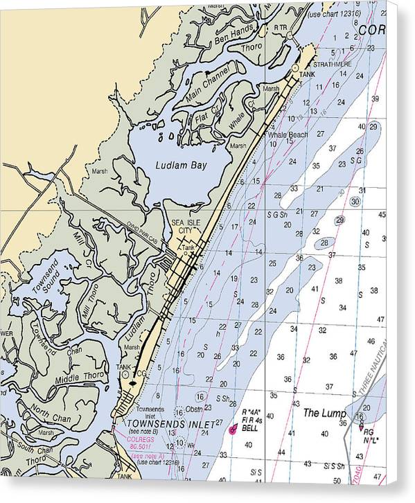 Sea Isle City-new Jersey Nautical Chart - Canvas Print