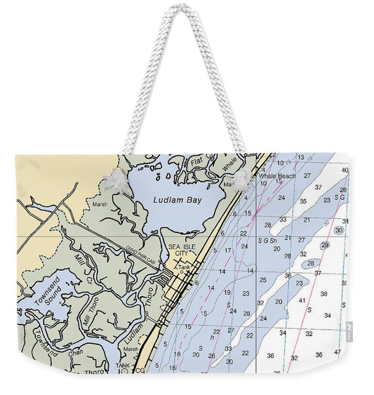 Sea Isle City-new Jersey Nautical Chart - Weekender Tote Bag