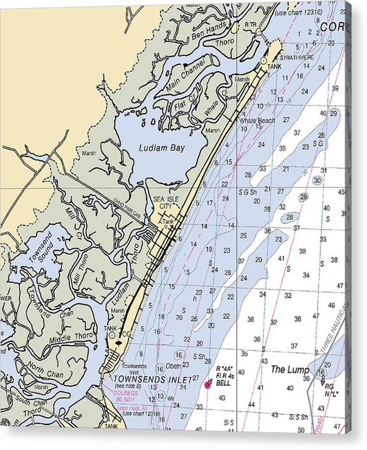 Sea Isle City-New Jersey Nautical Chart  Acrylic Print