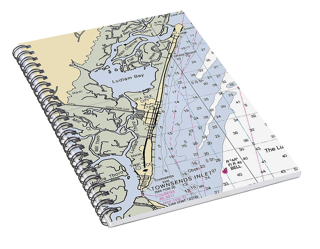 Sea Isle City-new Jersey Nautical Chart - Spiral Notebook