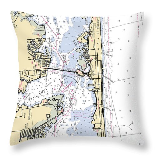 Seaside Heights-new Jersey Nautical Chart - Throw Pillow