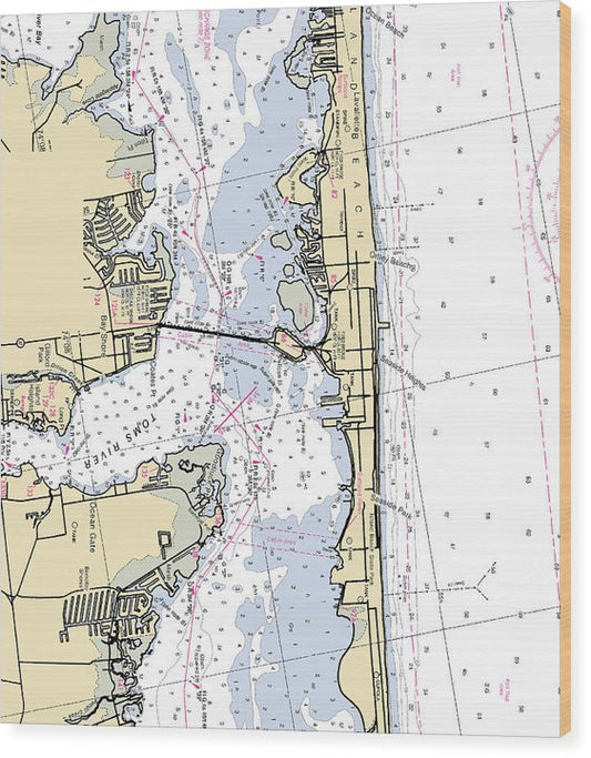 Seaside Heights-New Jersey Nautical Chart Wood Print
