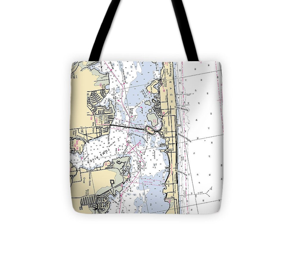 Seaside Heights New Jersey Nautical Chart Tote Bag