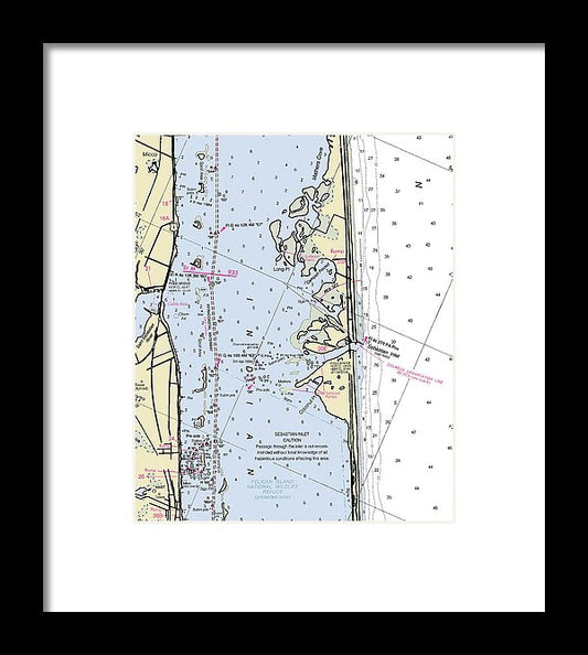 Sebastian Inlet Florida Nautical Chart - Framed Print