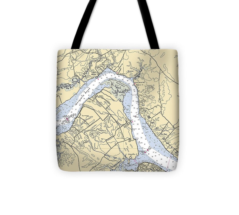 Seven Mile Reach Virginia Nautical Chart Tote Bag