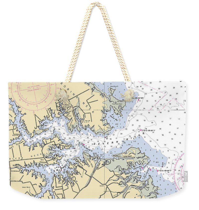 Severn River-virginia Nautical Chart - Weekender Tote Bag
