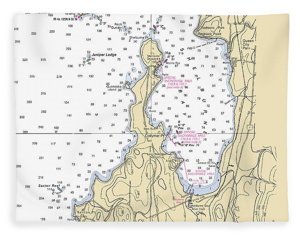 Shelburne Bay-lake Champlain  Nautical Chart - Blanket