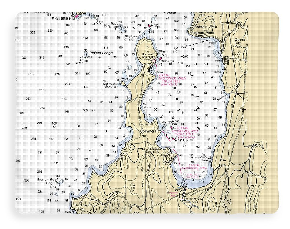 Shelburne Bay-lake Champlain  Nautical Chart - Blanket