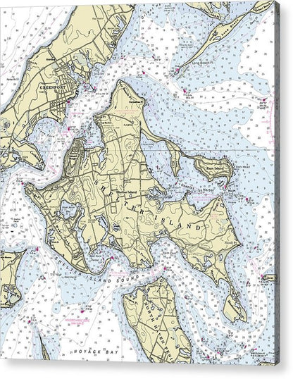 Shelter Island New York Nautical Chart - Acrylic Print – 7.125" x 8.000" – Acrylic Nautical Chart Print by SeaKoast.