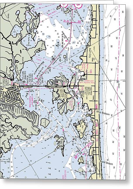 Ship Bottom New Jersey Nautical Chart - Greeting Card