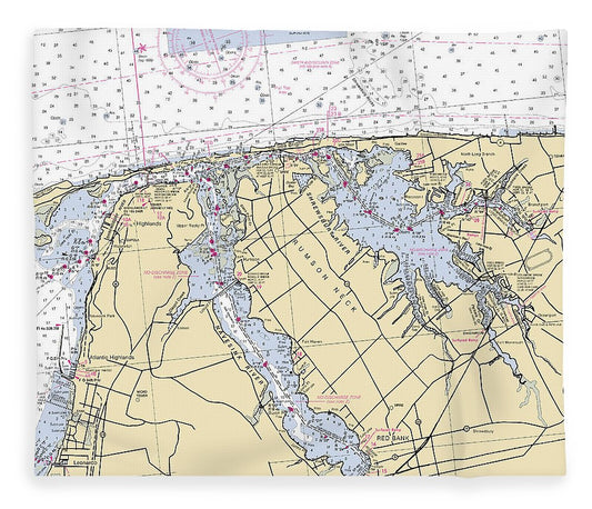 Shrewsbury River New Jersey Nautical Chart Blanket