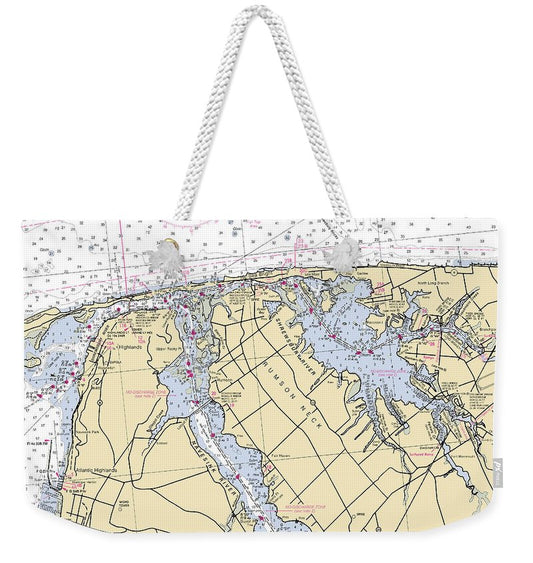 Shrewsbury River-new Jersey Nautical Chart - Weekender Tote Bag