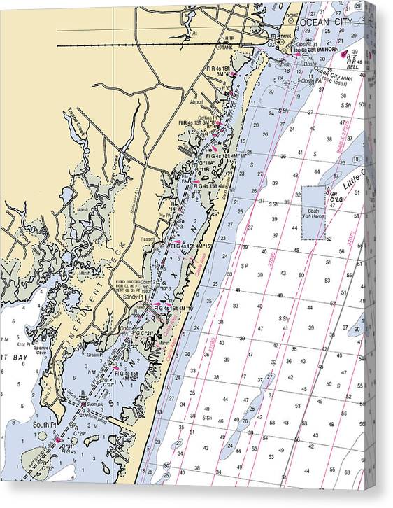 Sinepuxent-Maryland Nautical Chart – 7" x 8" – Canvas Nautical Chart Print by SeaKoast
