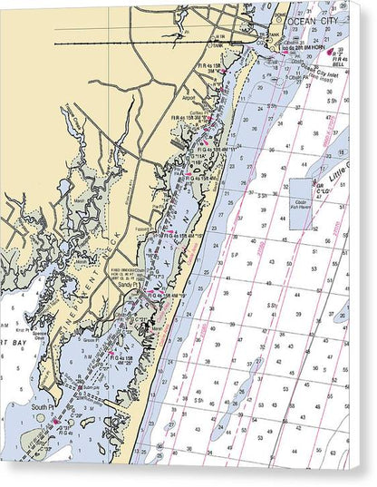 Sinepuxent-Maryland Nautical Chart – 7" x 8" – Canvas Nautical Chart Print by SeaKoast