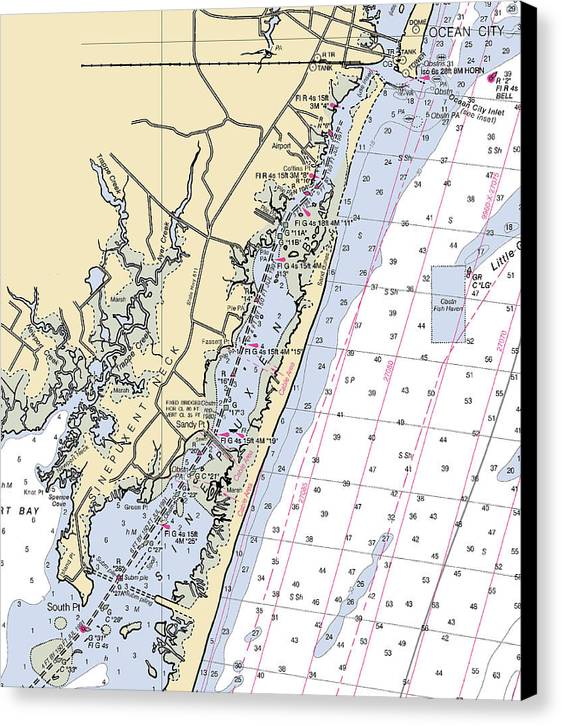 Sinepuxent-Maryland Nautical Chart – 7" x 8" – Canvas Nautical Chart Print by SeaKoast