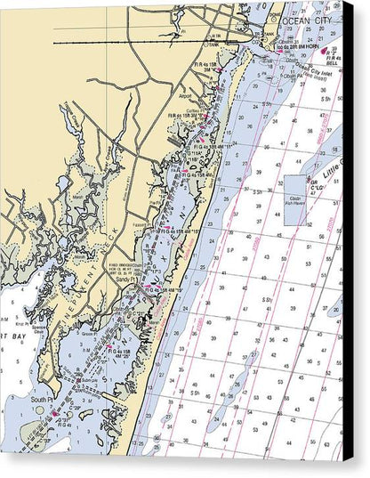 Sinepuxent-Maryland Nautical Chart – 7" x 8" – Canvas Nautical Chart Print by SeaKoast