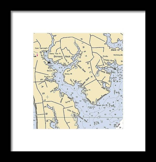A beuatiful Framed Print of the Skinners Neck-Maryland Nautical Chart by SeaKoast