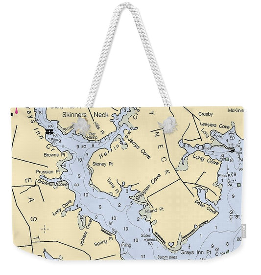Skinners Neck-maryland Nautical Chart - Weekender Tote Bag