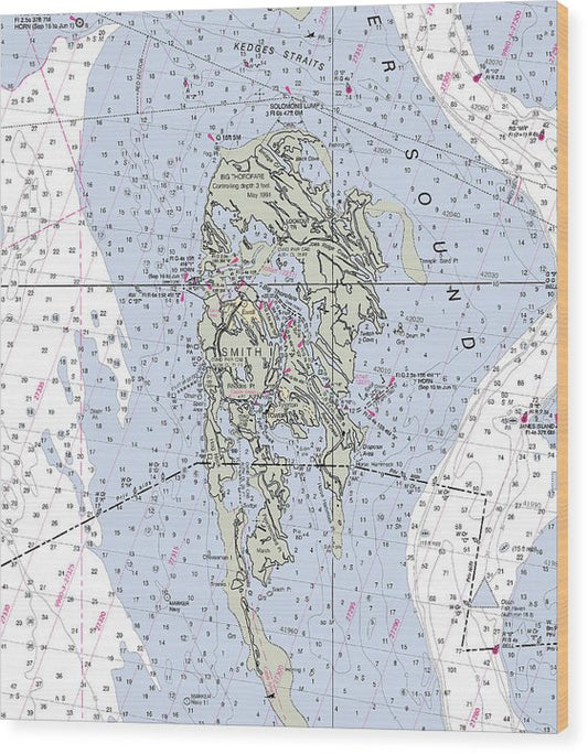 Smith Island-Maryland Nautical Chart Wood Print