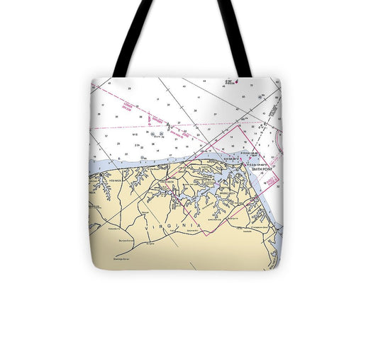 Smith Point Virginia Nautical Chart Tote Bag