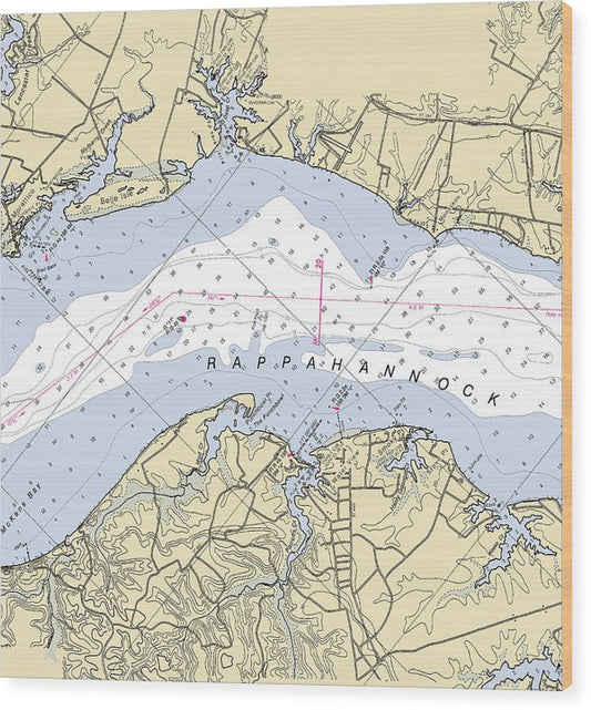 Smokey Point-Virginia Nautical Chart Wood Print