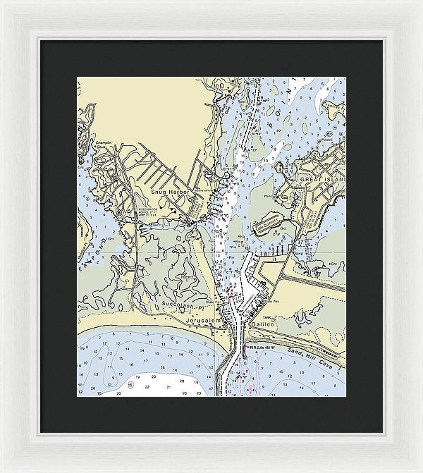 Snug Harbor Rhode Island Nautical Chart - Framed Print