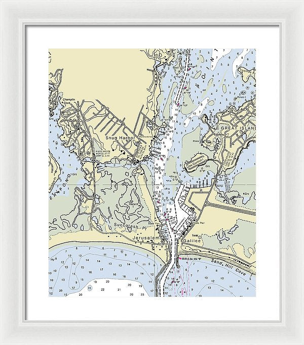 Snug Harbor Rhode Island Nautical Chart - Framed Print