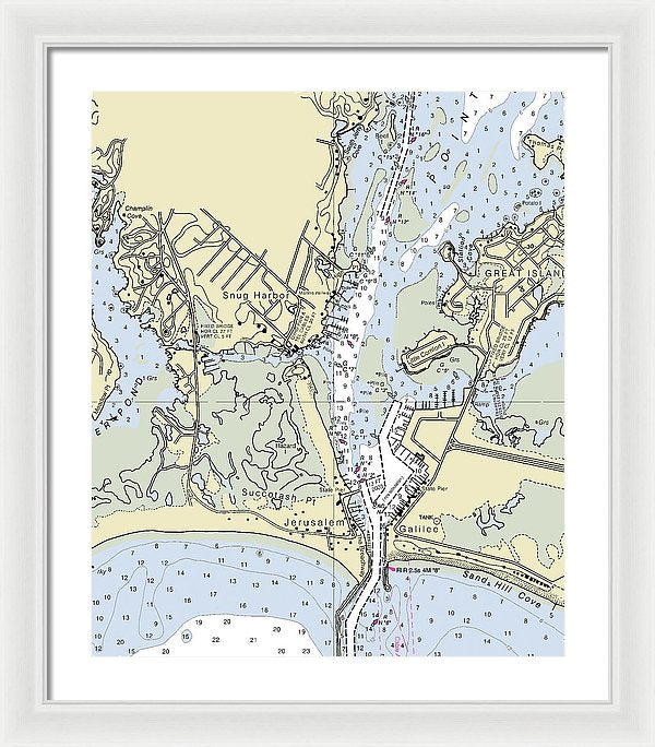 Snug Harbor Rhode Island Nautical Chart - Framed Print