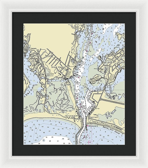 Snug Harbor Rhode Island Nautical Chart - Framed Print