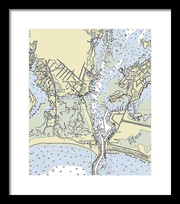 Snug Harbor Rhode Island Nautical Chart - Framed Print