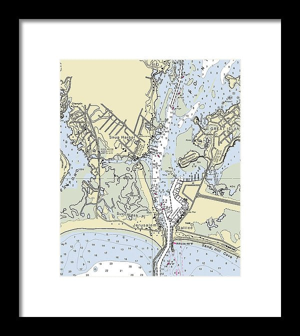 Snug Harbor Rhode Island Nautical Chart - Framed Print