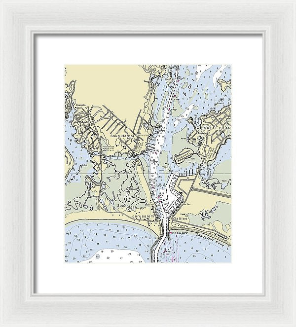 Snug Harbor Rhode Island Nautical Chart - Framed Print