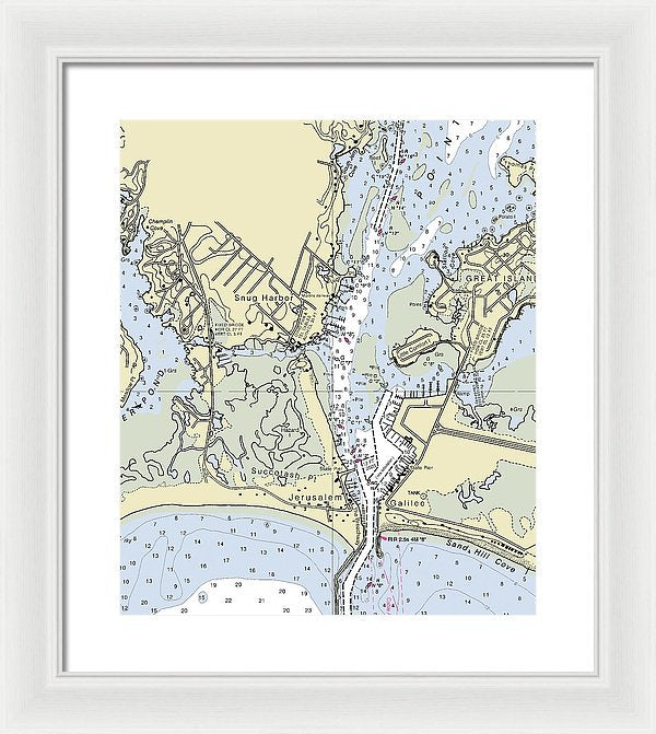 Snug Harbor Rhode Island Nautical Chart - Framed Print