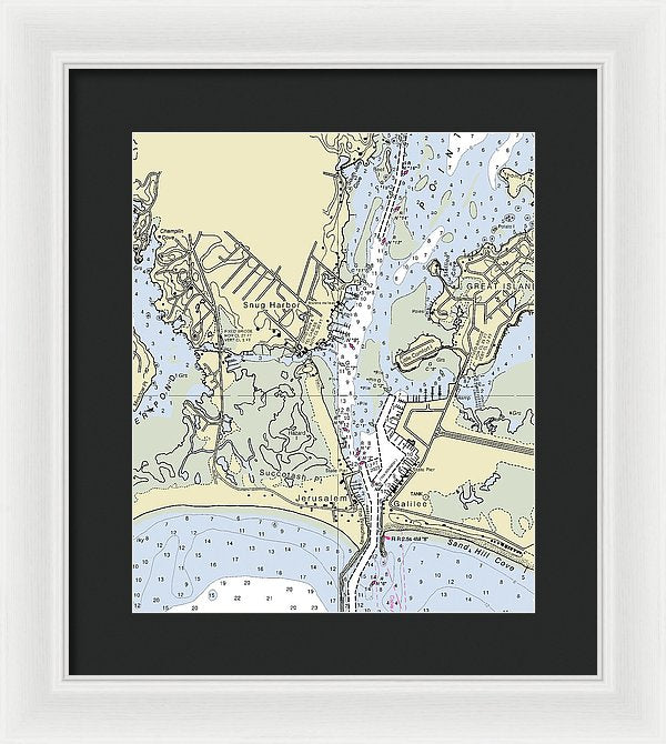 Snug Harbor Rhode Island Nautical Chart - Framed Print