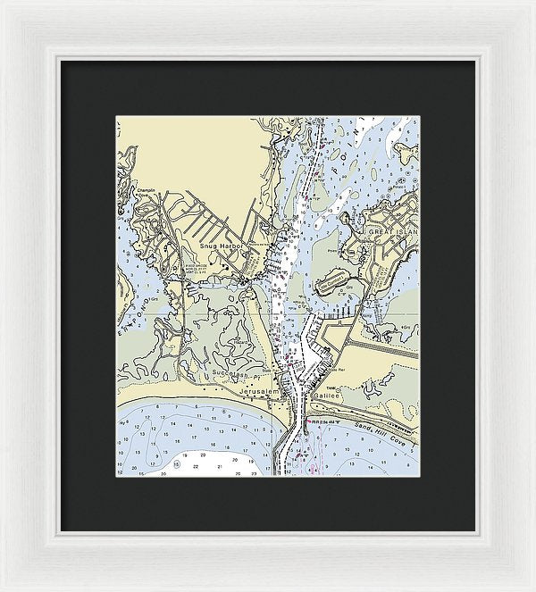 Snug Harbor Rhode Island Nautical Chart - Framed Print