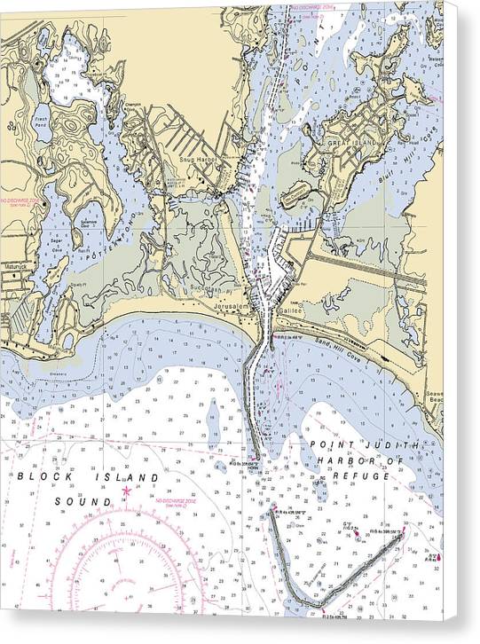 Snug Harbor -rhode Island Nautical Chart _v2 - Canvas Print