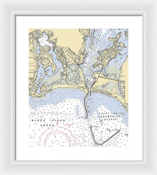 Snug Harbor -rhode Island Nautical Chart _v2 - Framed Print