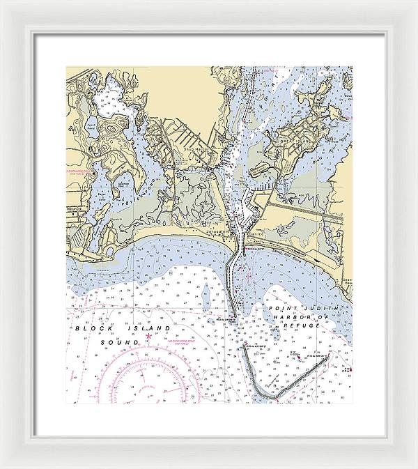 Snug Harbor -rhode Island Nautical Chart _v2 - Framed Print