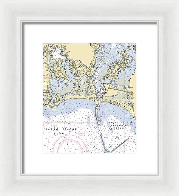 Snug Harbor -rhode Island Nautical Chart _v2 - Framed Print