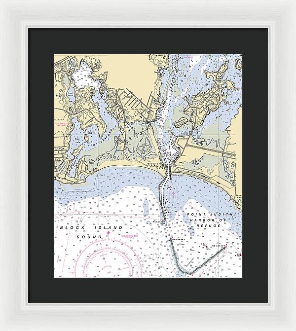 Snug Harbor -rhode Island Nautical Chart _v2 - Framed Print