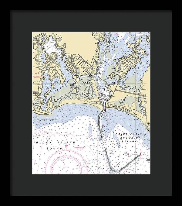 Snug Harbor -rhode Island Nautical Chart _v2 - Framed Print