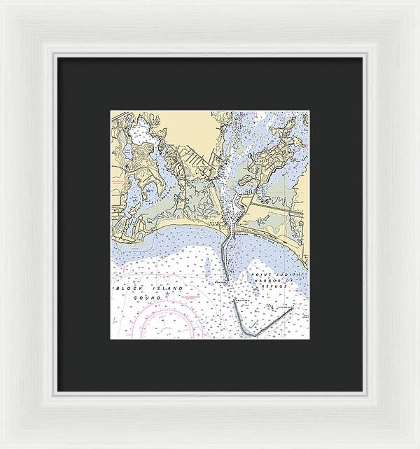 Snug Harbor -rhode Island Nautical Chart _v2 - Framed Print