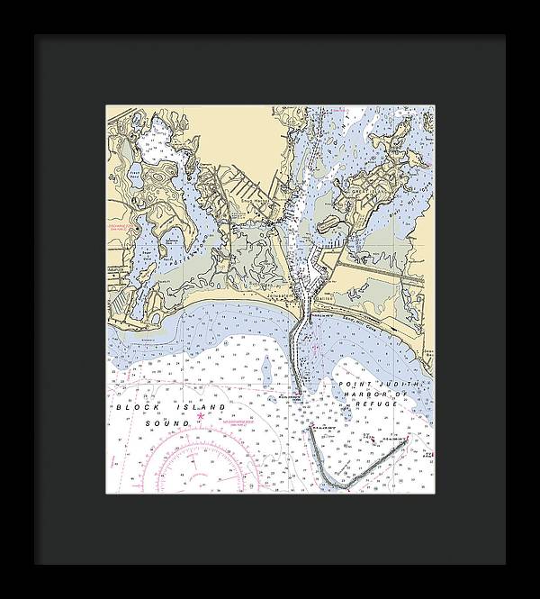 Snug Harbor -rhode Island Nautical Chart _v2 - Framed Print