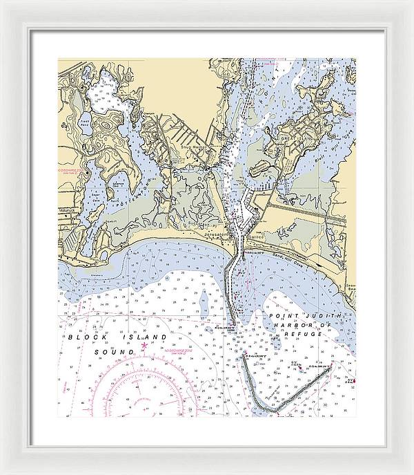 Snug Harbor -rhode Island Nautical Chart _v2 - Framed Print