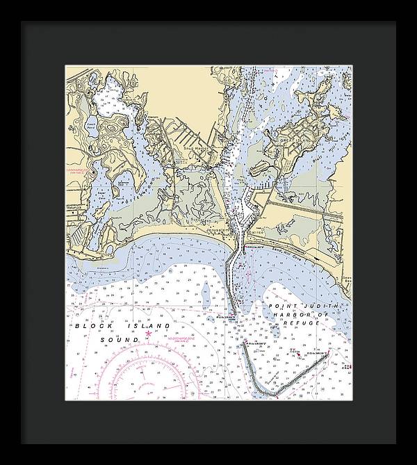 Snug Harbor -rhode Island Nautical Chart _v2 - Framed Print