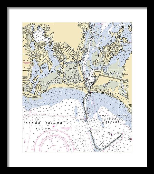 Snug Harbor -rhode Island Nautical Chart _v2 - Framed Print