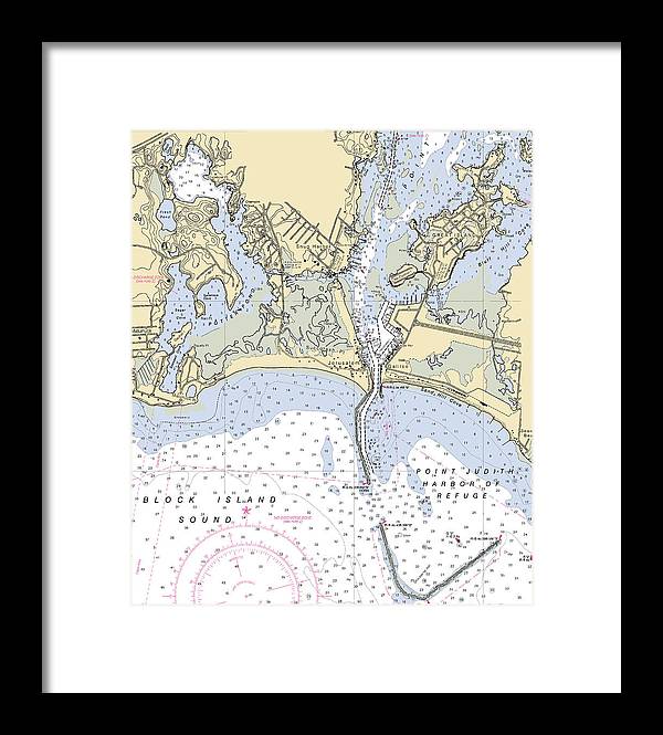 Snug Harbor -rhode Island Nautical Chart _v2 - Framed Print