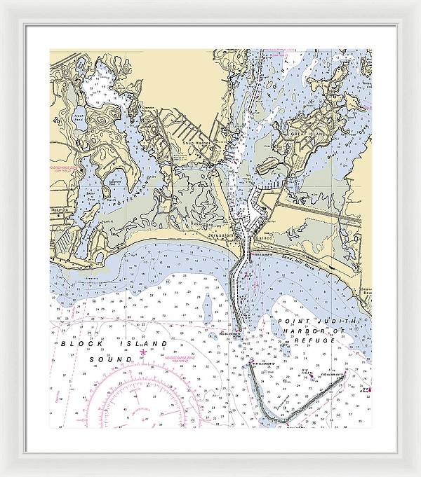 Snug Harbor -rhode Island Nautical Chart _v2 - Framed Print