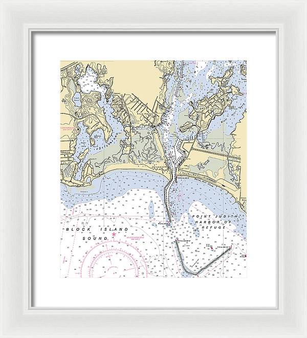 Snug Harbor -rhode Island Nautical Chart _v2 - Framed Print